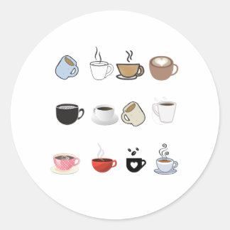 Coffee Mugs Designs Pattern Classic Round Sticker