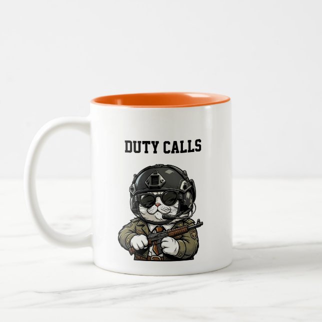 Coffee Mugs Funny Typography Cute Tactical Cat Dut (Left)