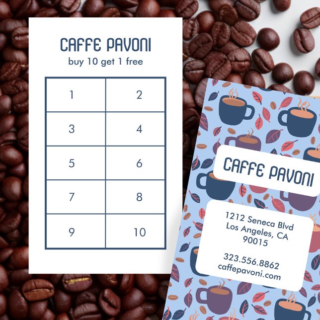Coffee Mugs Pattern Pink Blue Cafe Cute 10  Loyalty Card (Coffee Mugs Pattern Pink Blue Cafe Cute 10 Loyalty Card
)