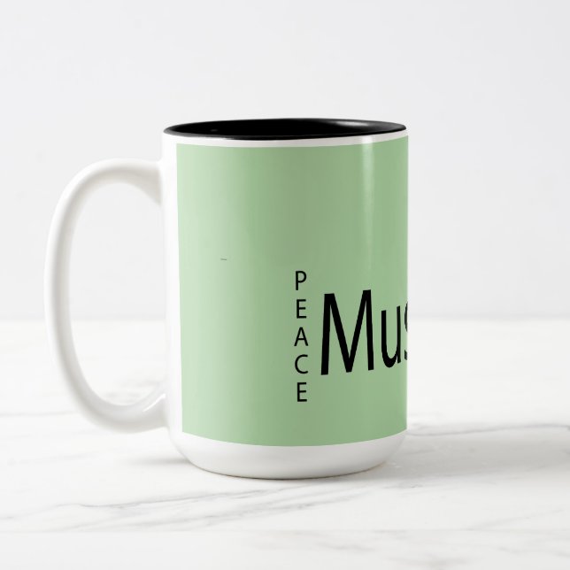 "Coffee + Musik = Peace  Two-Tone Coffee Mug (Left)