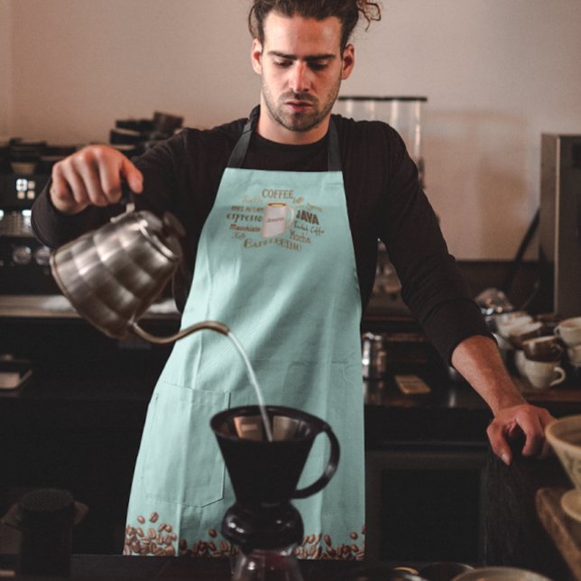 Coffee Names Aqua Personalised Barista Apron (Creator Uploaded)