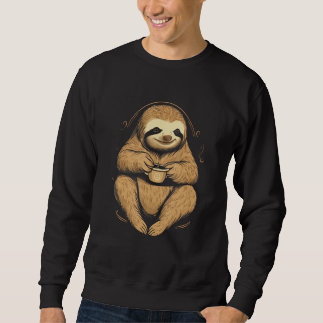 Coffee No Coffee No Life Sloth Coffee Sweatshirt (Front)