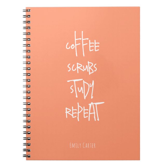 Coffee Nursing Student Study Minimalist Coral Notebook (Front)