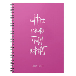 Coffee Nursing Student Study Minimalist Pink Notebook
