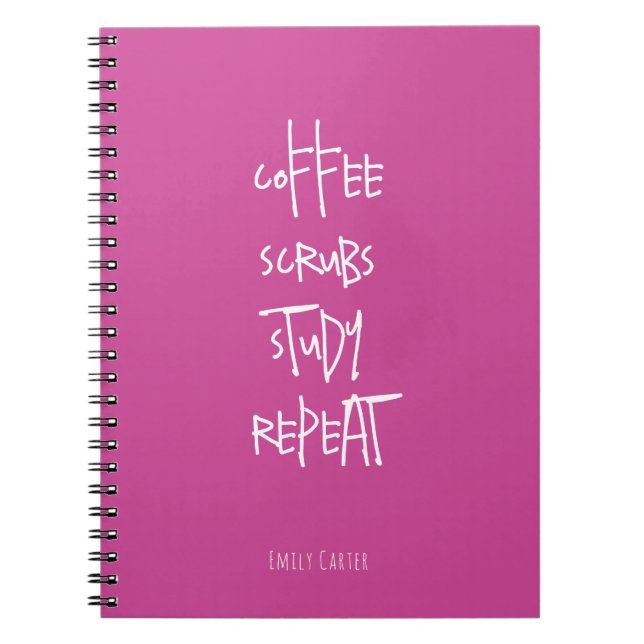 Coffee Nursing Student Study Minimalist Pink Notebook (Front)
