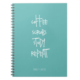 Coffee Nursing Student Study Minimalist Steelblue Notebook