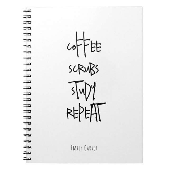 Coffee Nursing Student Study Minimalist White Notebook (Front)