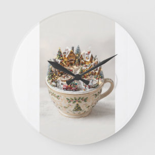 Coffee Ocean – Whimsical Fish in a Cup Wall Clock
