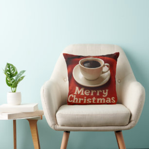 Coffee On a Merry Christmas Blanket Cushion
