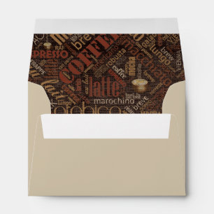 Coffee on Burlap Word Cloud Brown ID283 Envelopes