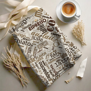 Coffee on Burlap Word Cloud Brown ID283 Fabric
