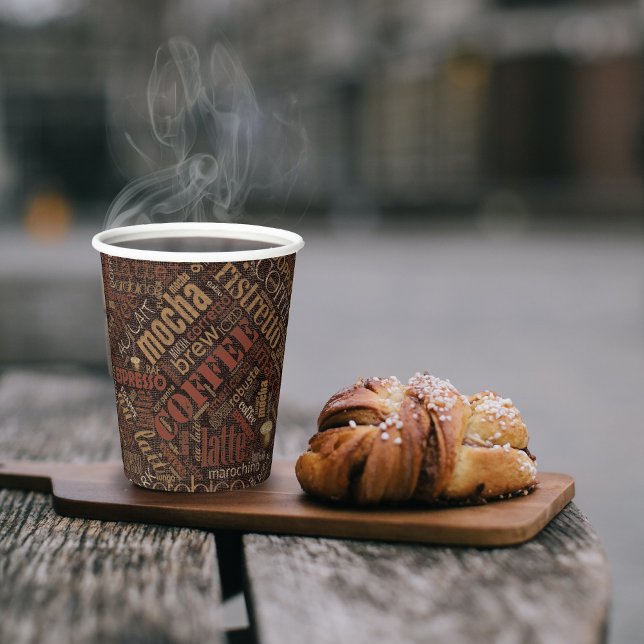Coffee on Burlap Word Cloud Brown ID283 Paper Cups (Creator Uploaded)