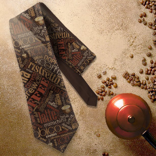 Coffee on Burlap Word Cloud Brown ID283 Tie