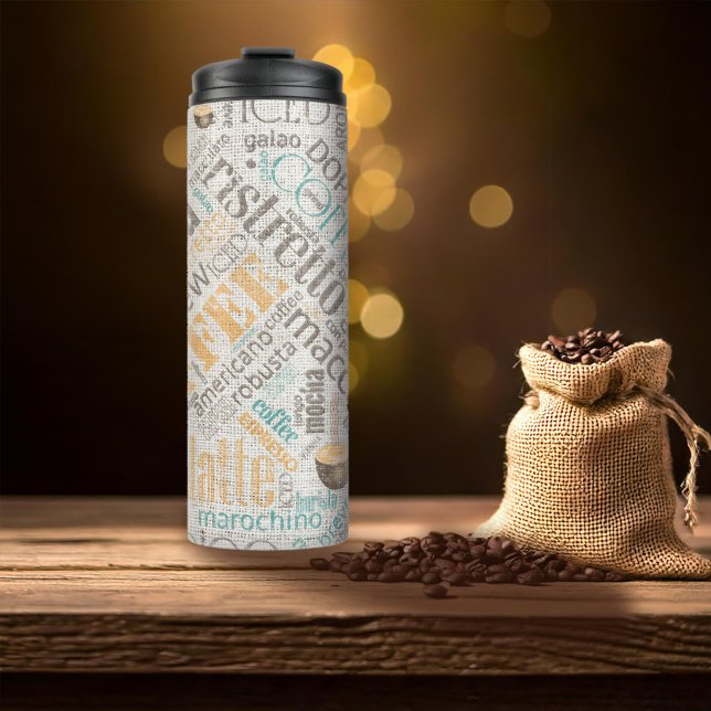 Coffee on Burlap Word Cloud Teal ID283 Thermal Tumbler (Creator Uploaded)