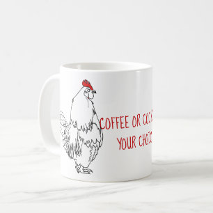 Coffee or Cockerel Funny Slogan Rooster Drawing  Mug