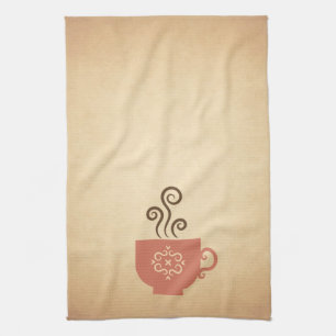 Coffee or Tea Cup on Aged Paper Background Towel