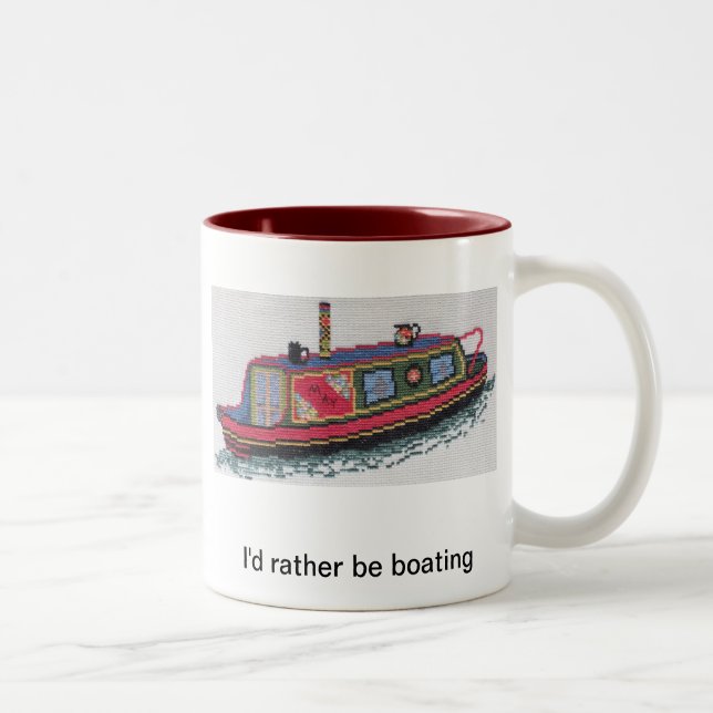 coffee or tea mug with unique cross stitch image (Right)
