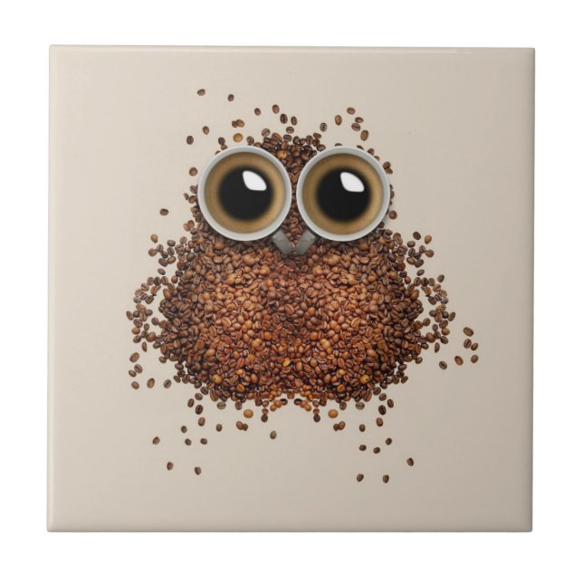 Coffee Owl ceramic tile (Front)