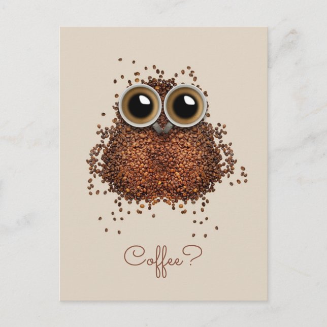 Coffee Owl custom text postcard (Front)