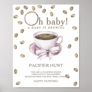 COFFEE - pacifier hunt baby shower game Poster