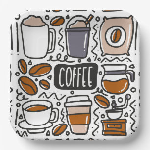 Coffee Paper Plates, Cafe Latte Espresso Party Plate