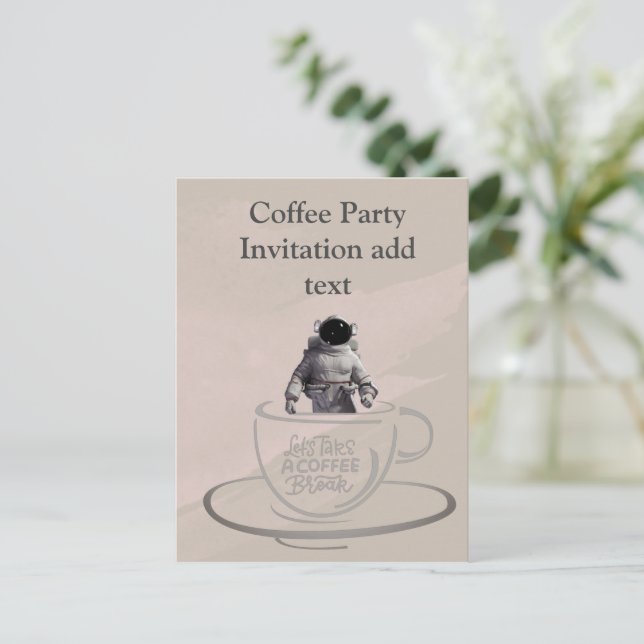 Coffee Party Invitation Postcard (Standing Front)