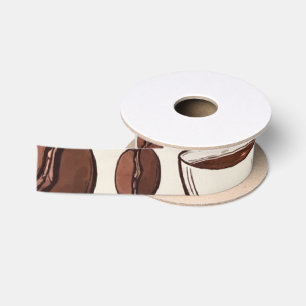 Coffee pattern 2 satin ribbon