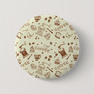 Coffee pattern 6 cm round badge