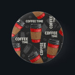 Coffee pattern 6 cm round badge<br><div class="desc">For true lovers of coffee</div>