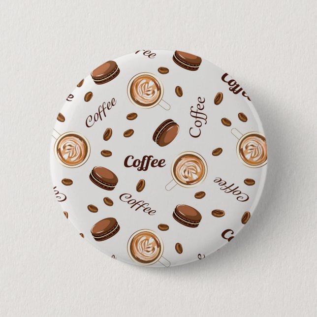 Coffee pattern 6 cm round badge (Front)