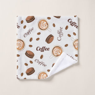 Coffee pattern bath towel set