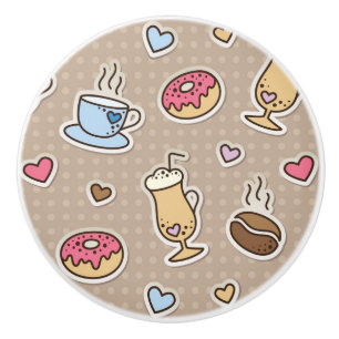 Coffee pattern ceramic knob