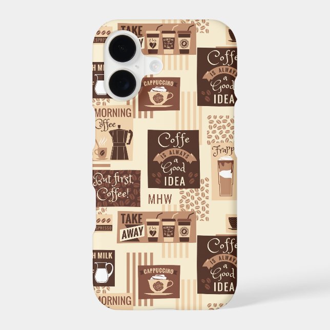 Coffee Pattern custom monogram phone cases (Back)