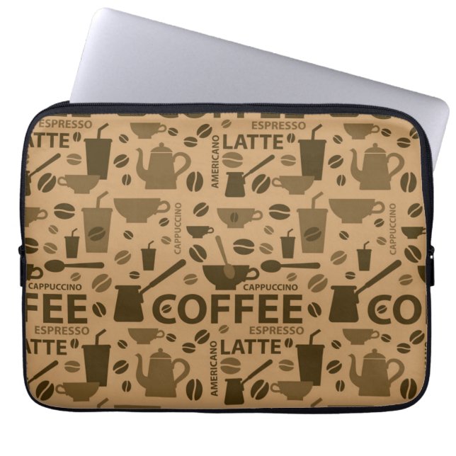 Coffee pattern laptop sleeve (Front)
