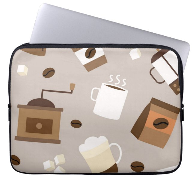 Coffee pattern laptop sleeve (Front)