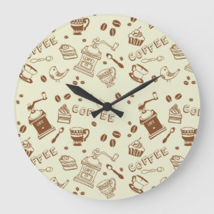 Coffee pattern large clock