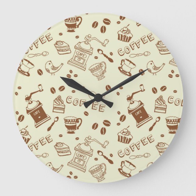 Coffee pattern large clock (Front)