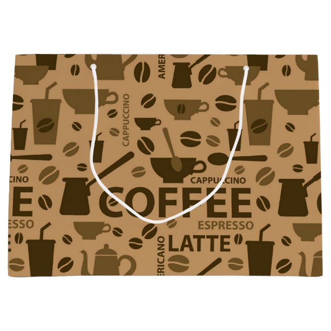 Coffee pattern large gift bag (Front)