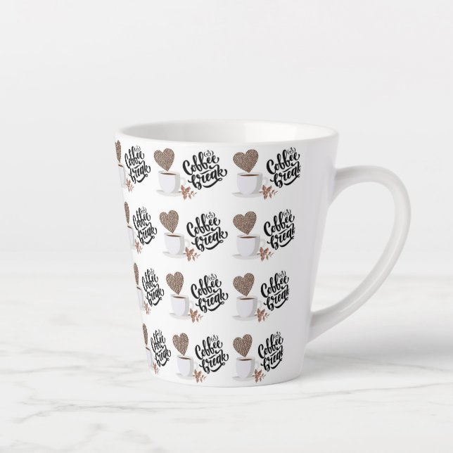 Coffee Pattern Latte Mug (Right)
