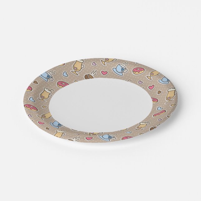 Coffee pattern paper plate (Angled)