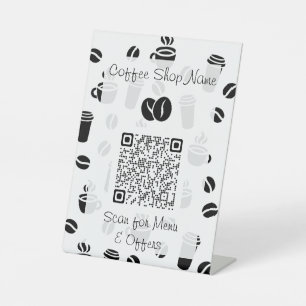 Coffee Pattern QR Code Business Menu Pedestal Sign
