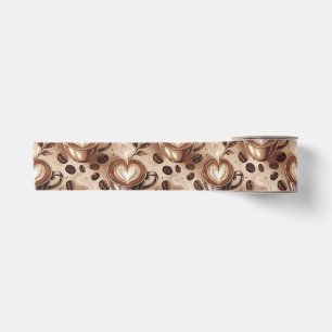 Coffee pattern satin ribbon