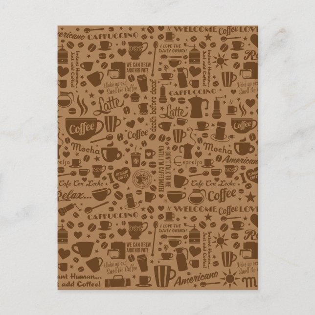 Coffee Pattern Square Postcard (Front)