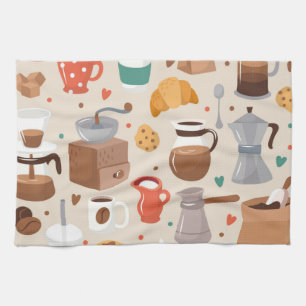 Coffee pattern tea towel