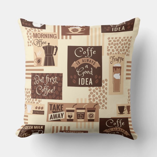 Coffee Pattern throw pillows (Front)