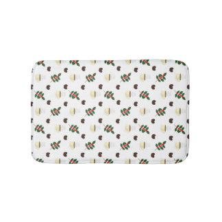 Coffee Pattern with Beans, Cups, and Coffee trees Bath Mat