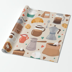 Coffee pattern wrapping paper