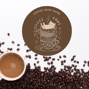 Coffee Paws cute cat coffee sticker