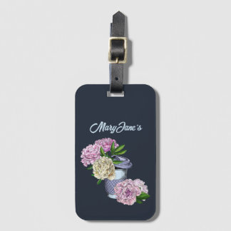 Coffee & Peonies Luggage Tag