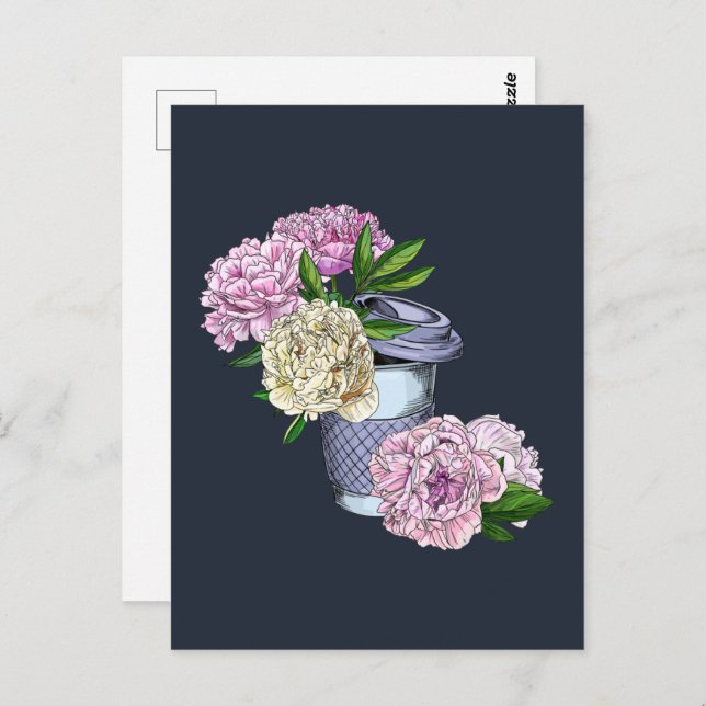Coffee & Peonies Postcard (Front/Back)